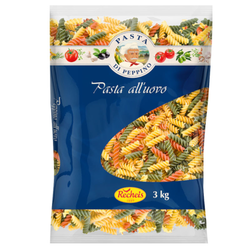 Pasta di Peppino all'uovo Tricolore Fusilli 3 kg – Bunte Eier-Fusilli in Tricolore