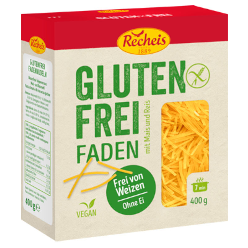 Recheis Glutenfrei Fadennudeln 400 g – Glutenfreie Fadennudeln für Suppen und Pfannengerichte