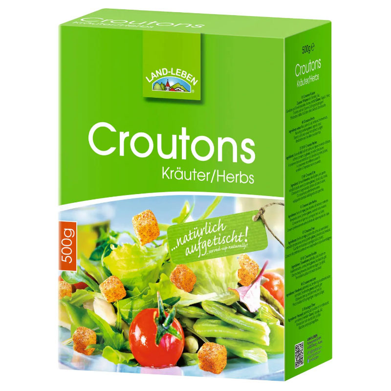 Land-Leben Croutons Kräuter 500 g – Knusprige Croutons mit feinen Kräutern