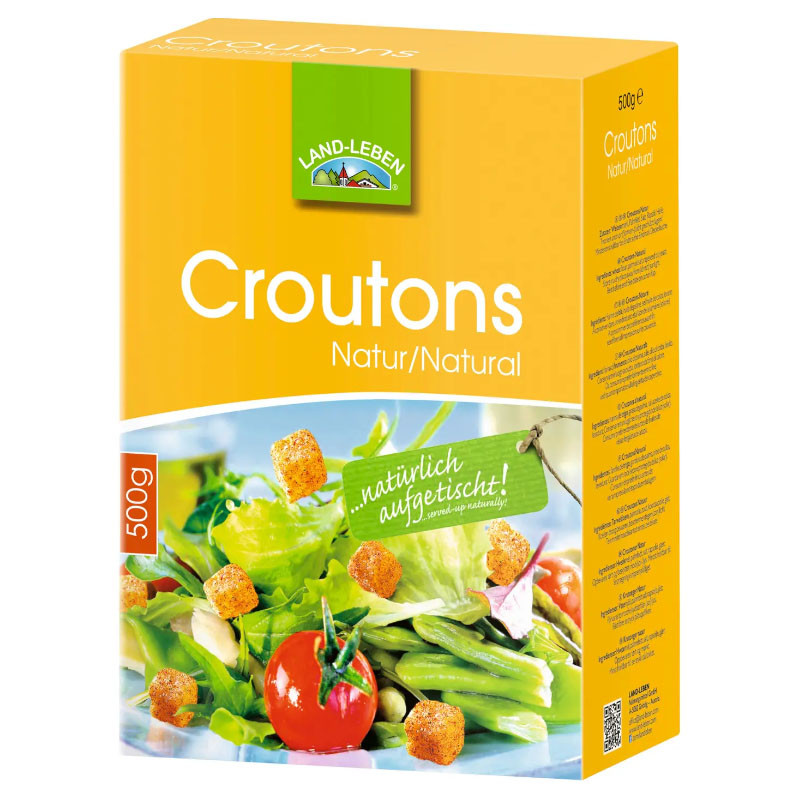 Land-Leben Croutons Natur 500 g – Knusprige Croutons für Suppen, Salate und mehr
