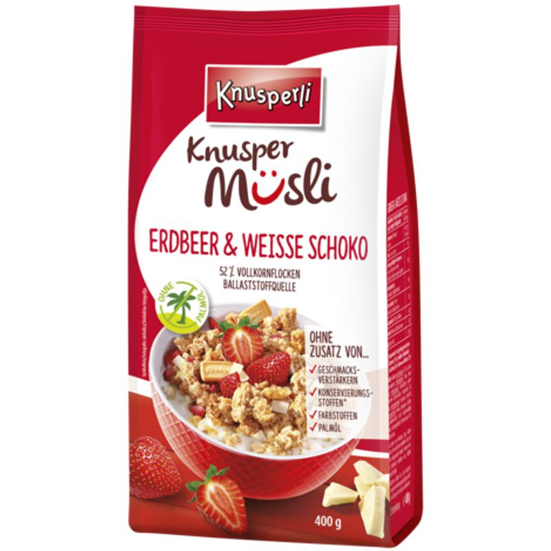 Knusperli Knusper Erdbeer weiße Schokolade 400 g – Fruchtiger Genuss trifft auf zarte Schokolade