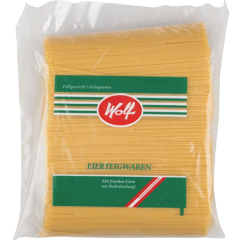 Wolf 2 Ei Spaghetti kurz 5 kg – Ideal für Spaghetti-Gerichte, Saucen und Beilagen