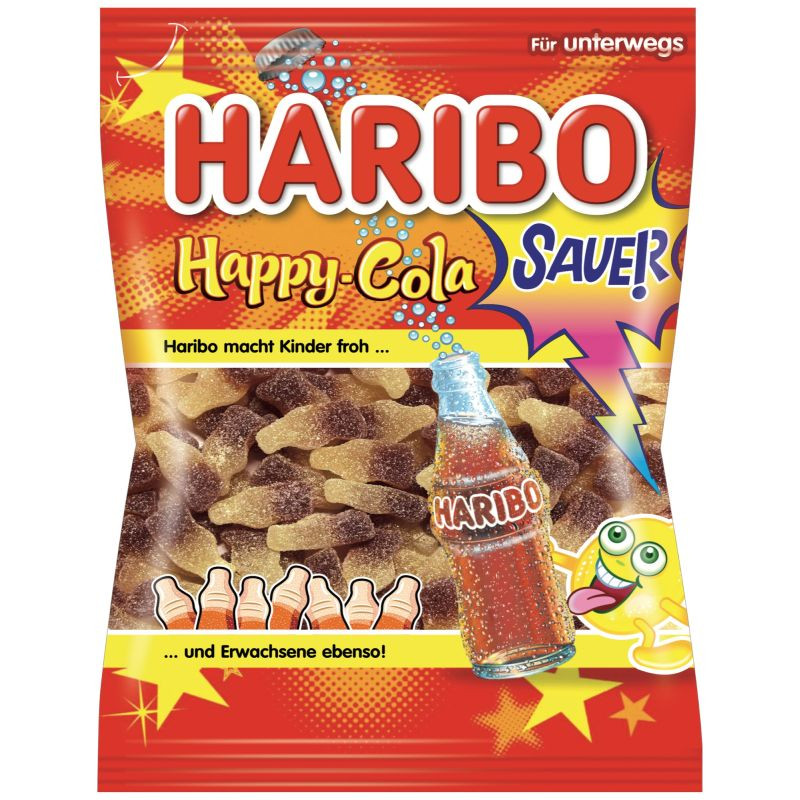 Haribo Happy Cola Sauer Fruchtgummi Colaflaschen 100 g Beutel