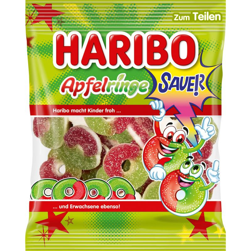 Haribo Apfelringe Sauer Fruchtgummi Beutel 175 g sauer und fruchtig