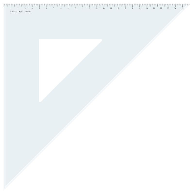 ARISTO Dreieck 45°, Hyp. 36.8cm, glasklar, mit Facette, Teilung 26 cm
