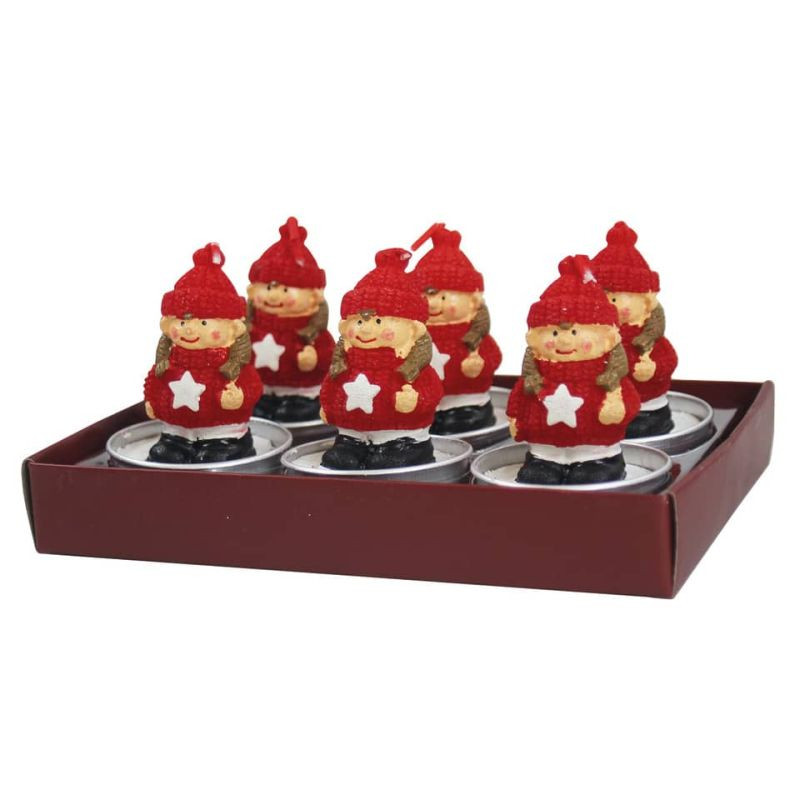 Weihnachten Teelicht Mädchen mit Pullover 6 Stück