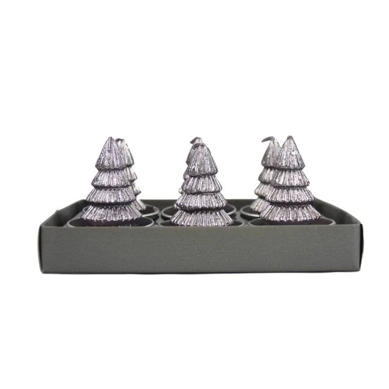Weihnachten Teelicht Baum grau 6 Stück