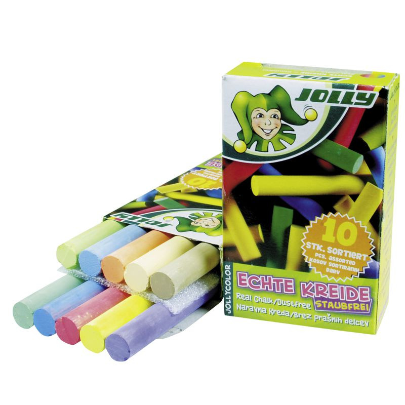 JOLLY Jollycolor echte Kreide Tafelkreide staubfrei farbig sortiert 10er
