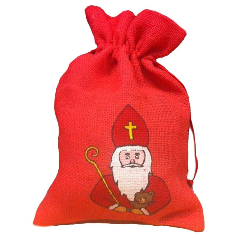 Geschenkstasche Nikolosack Jute Rot (37 x 26 cm) – Rustikale Eleganz für Ihre Weihnachtsüberraschungen