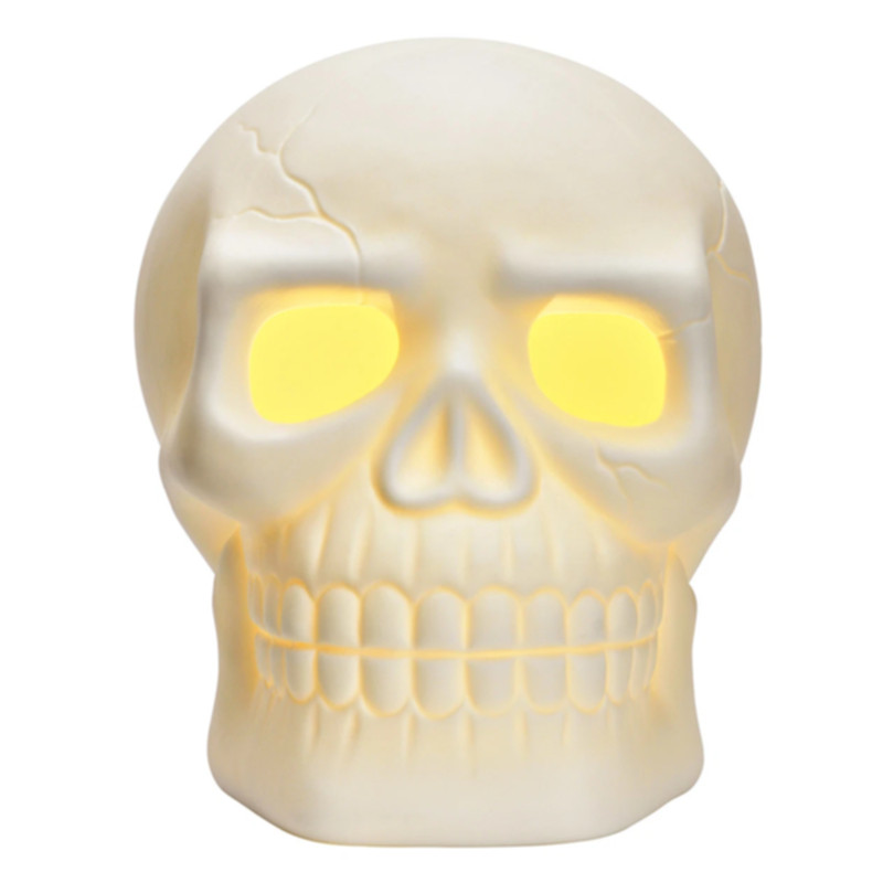 LED Totenkopf aus Porzellan B16 H15 T13 cm Weiß