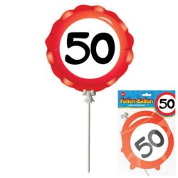 Udo Schmidt Folienballon Mini 50.Geburtstag Verkehrsschild 3 Stück 18cm